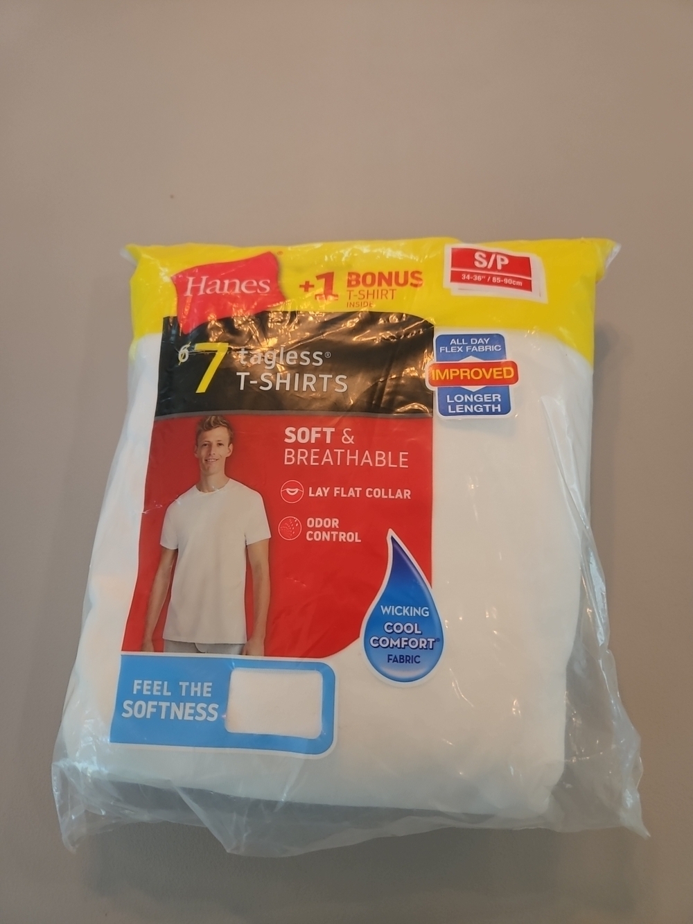 Hanes White Crew Neck Tagless Tee 7 Pack Moisture Wicking Cool Comfort